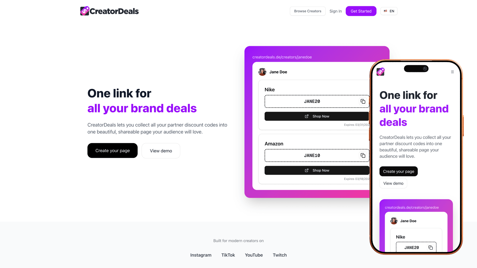 CreatorDeals preview